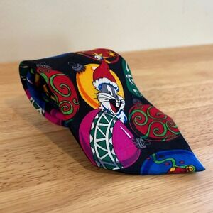 Looney Tunes Christmas Ornament neck tie vintage 1995 ornaments 100% silk